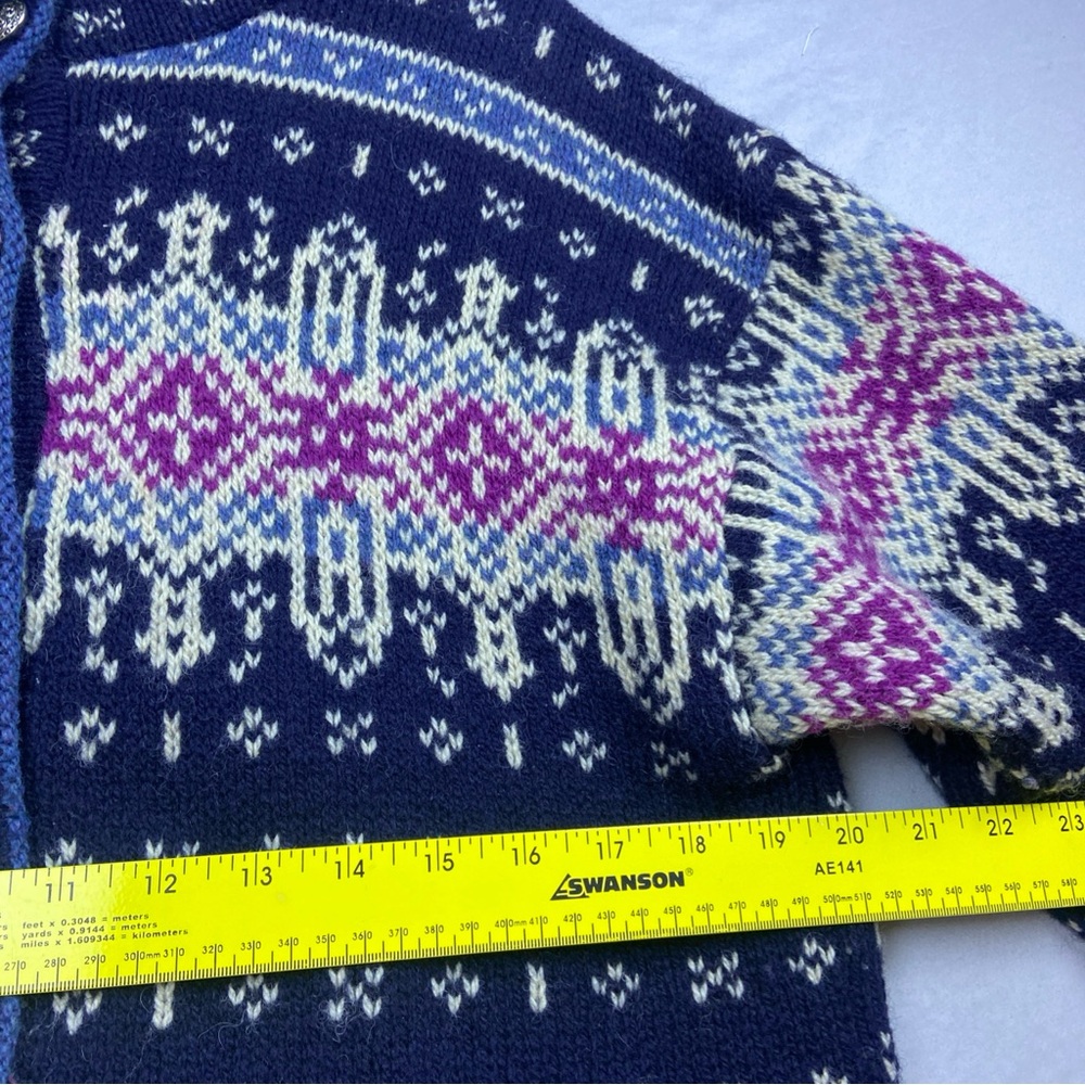 Vintage LL Bean Sweater Women’s Large Wool Fair Isle Nordic Cardigan USA Made - Picture 6 of 9